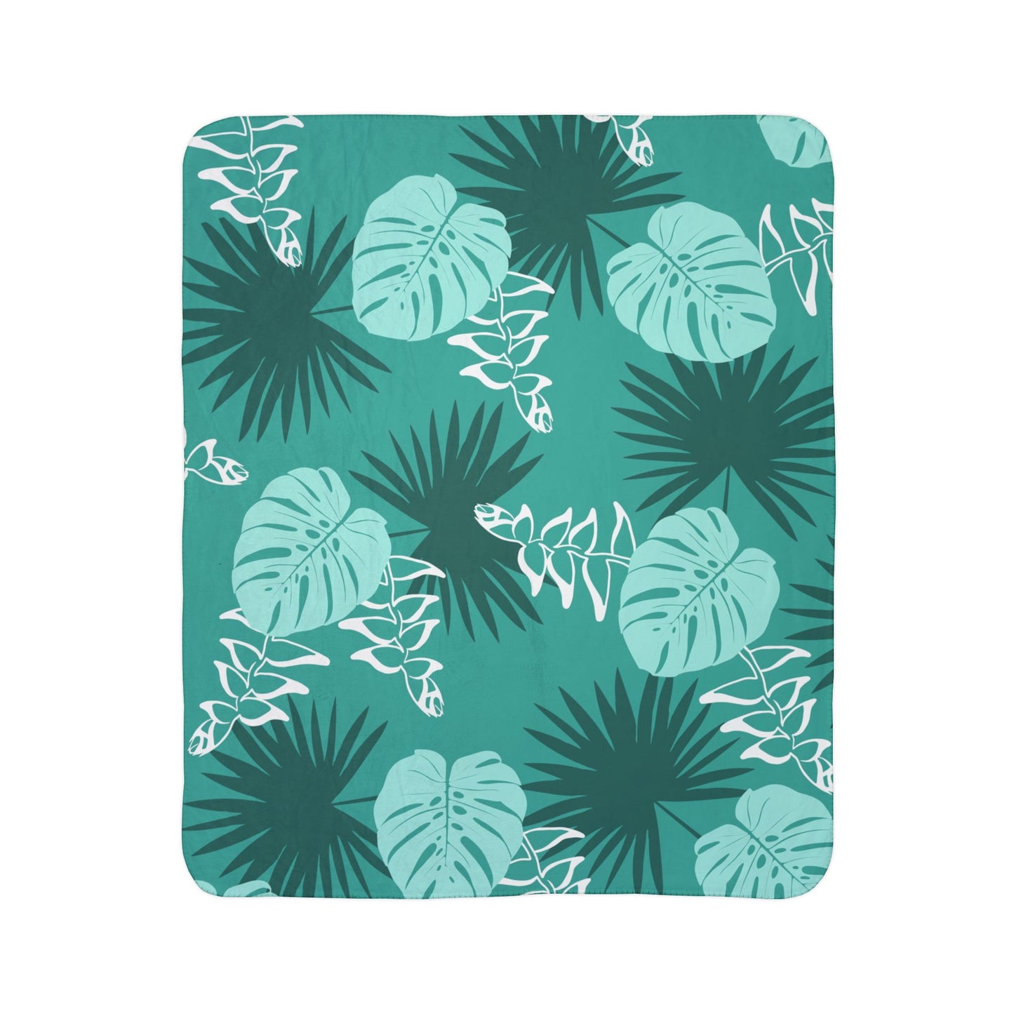 Tropical Teal Fleece Sherpa Blanket