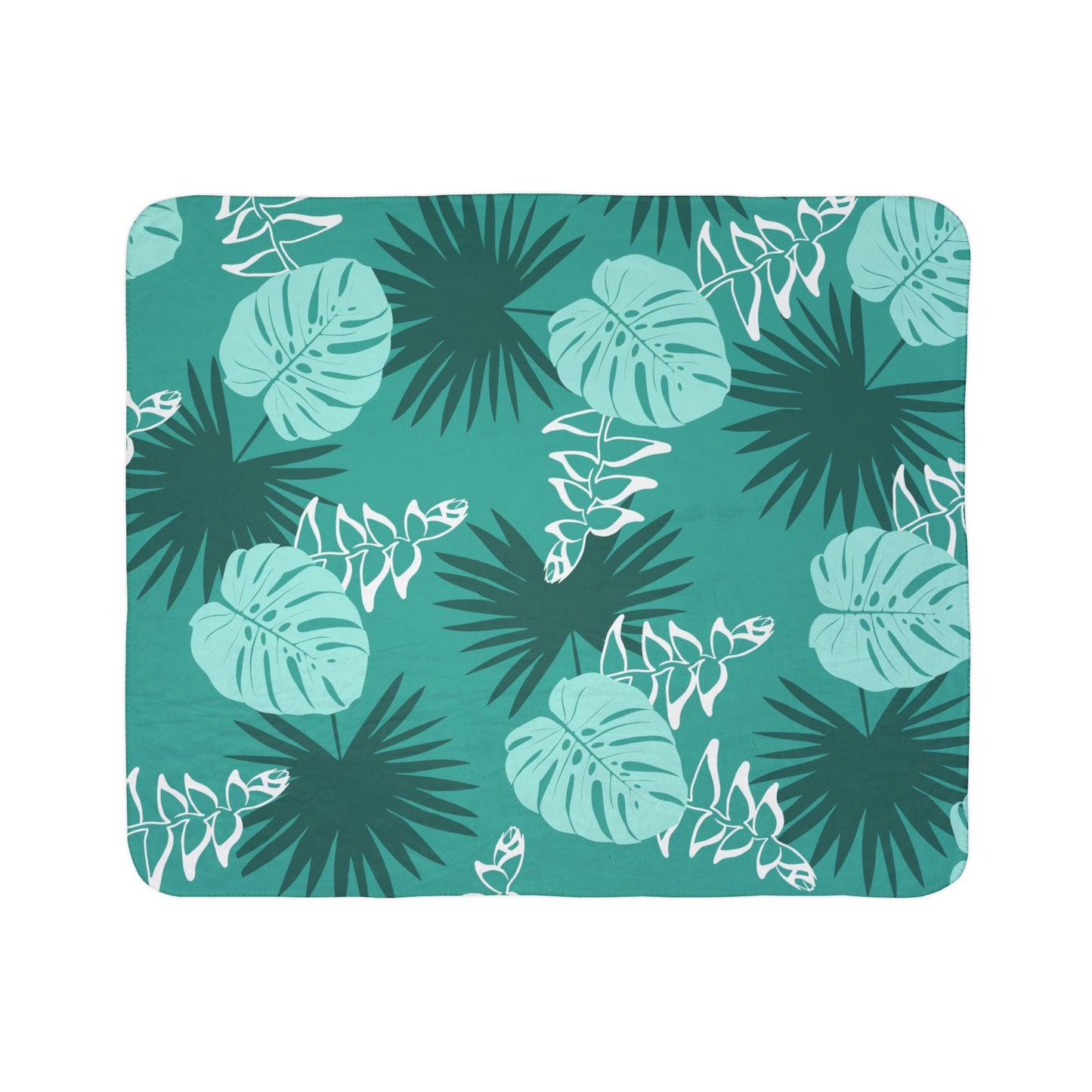 Tropical Teal Fleece Sherpa Blanket