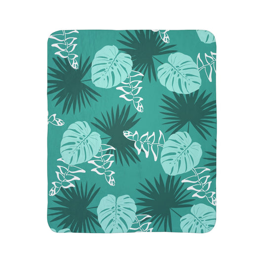 Tropical Teal Fleece Sherpa Blanket